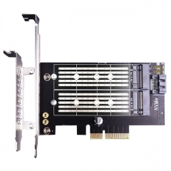 2 in 1 M.2 PCIE 4.0 Adapter Add-on Card for M.2 PCIE (NVME/AHCI) SSD and M.2 NGFF SATA SSD