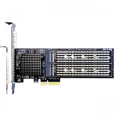 2 x M.2 PCIe 3.0 NVMe RAID Controller Adapter With PCIe Bifurcation Function, PCIe X4 Bandwidth, Support Soft RAID 0/1/JBOD