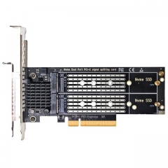 Dual M.2 PCIe 4.0/3.0 X8 Adapter, Support 2 x M.2 PCIe SSD RAID-on-CPU (VROC) in Intel Platform and PCIe 4.0 NVMe RAID in AMD Platform